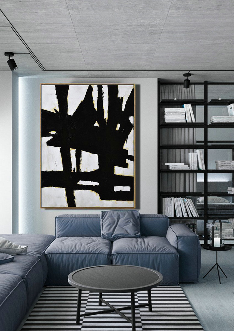Handmade Large Painting,Minimalist Painting On Canvas, Palette Knife Vertical Minimal Art - Large Canvas Wall Art For Sale